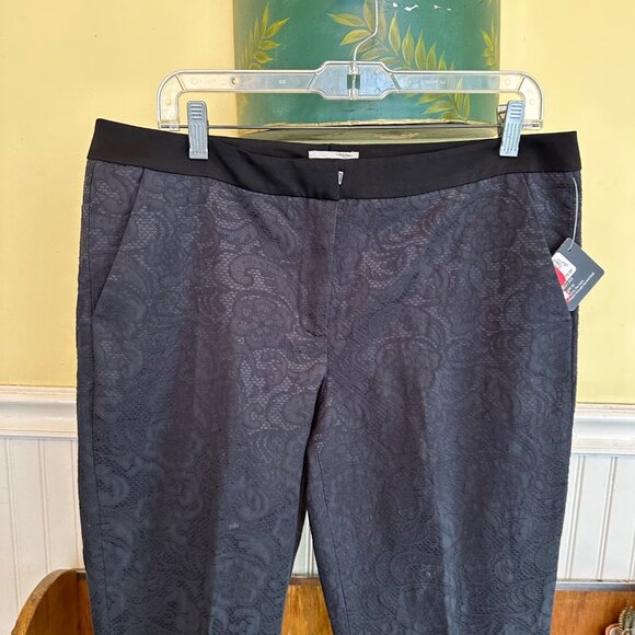 Halogen 12 NWT Black Brocade paisley tailored zipper close pants slacks trousers - Picture 7 of 9